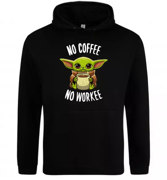 Жіноча толстовка (худі) No coffee no workee Чорний фото