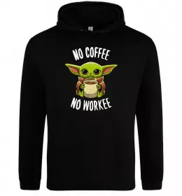 Женская толстовка (худи) No coffee no workee Черный фото