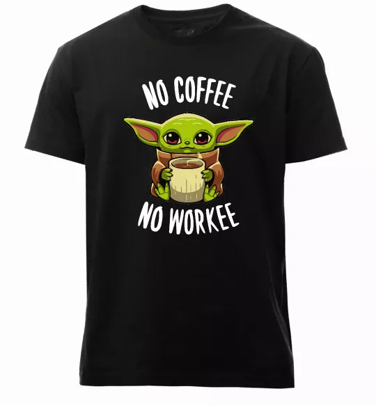 Мужская премиум футболка No coffee no workee Черный фото