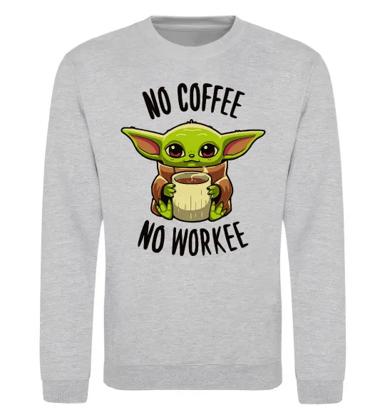 Свитшот No coffee no workee Серый меланж фото