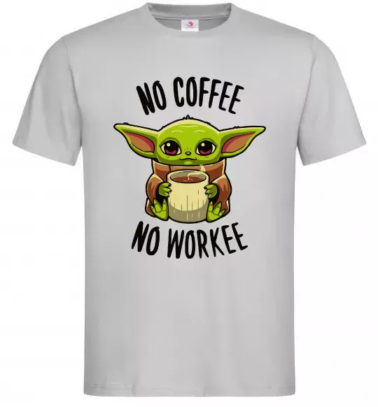 Мужская футболка No coffee no workee Серый фото