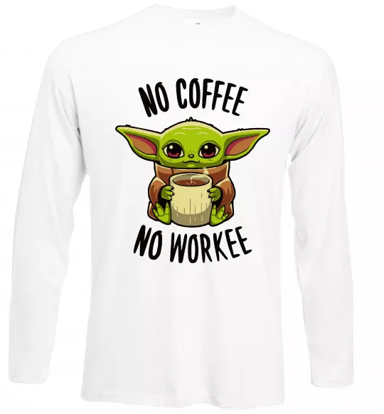 Лонгслив No coffee no workee Белый фото