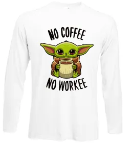 Лонгслив No coffee no workee Белый фото