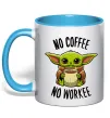 Чашка с цветной ручкой No coffee no workee Голубой Чашка с цветной ручкой No coffee no workee Голубой фото
