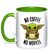 Чашка с цветной ручкой No coffee no workee Зеленый Чашка с цветной ручкой No coffee no workee Зеленый фото