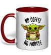 Чашка с цветной ручкой No coffee no workee Красный Чашка с цветной ручкой No coffee no workee Красный фото
