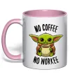 Чашка с цветной ручкой No coffee no workee Нежно розовый Чашка с цветной ручкой No coffee no workee Нежно розовый фото