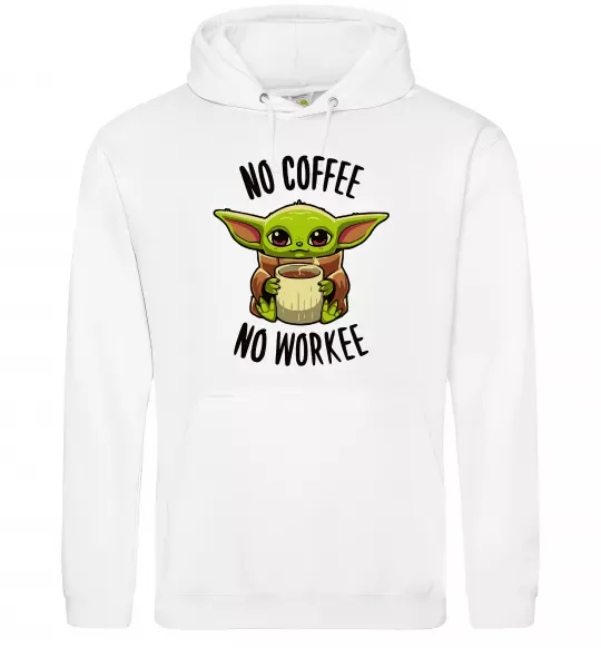 Мужская толстовка (худи) No coffee no workee Белый фото