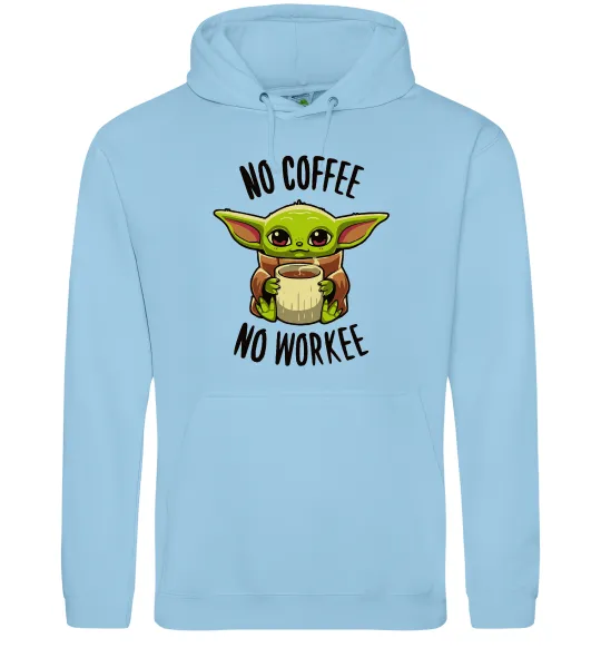 Женская толстовка (худи) No coffee no workee Голубой фото