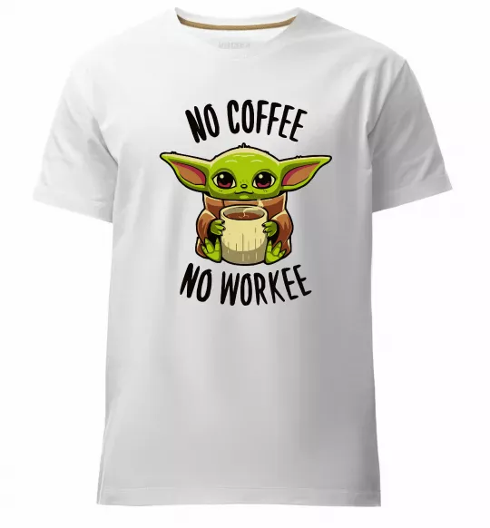 Мужская премиум футболка No coffee no workee Белый фото