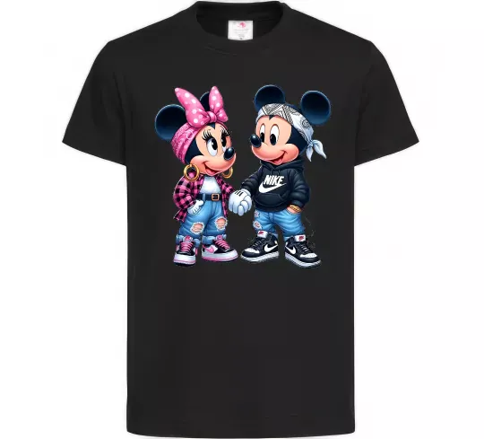 Детская футболка Mickie and Minnie Mouse Черный фото