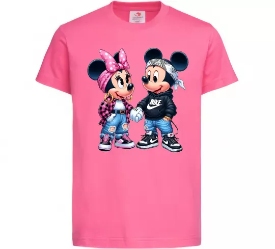 Детская футболка Mickie and Minnie Mouse Ярко-розовый фото