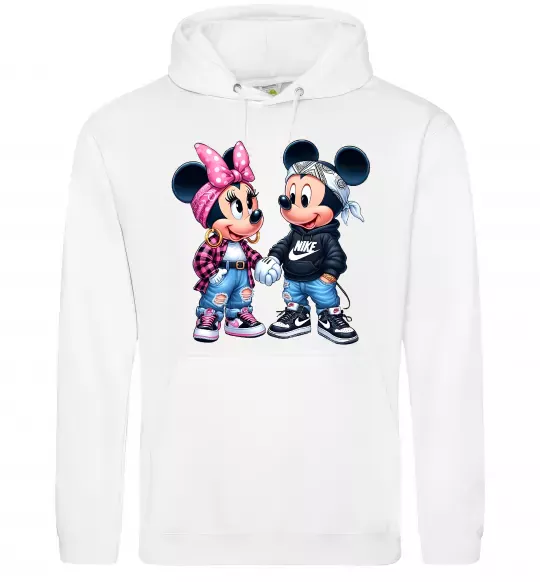 Мужская толстовка (худи) Mickie and Minnie Mouse Белый фото