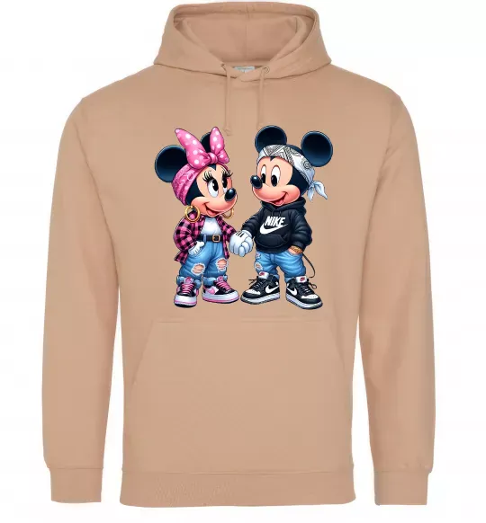 Мужская толстовка (худи) Mickie and Minnie Mouse Песочный фото