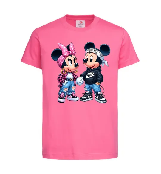 Детская футболка Mickie and Minnie Mouse Ярко-розовый фото