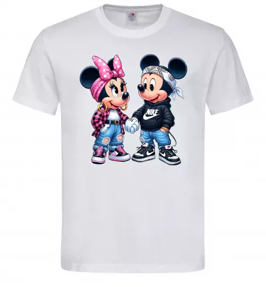 Мужская футболка Mickie and Minnie Mouse Белый фото