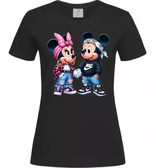 Женская футболка Mickie and Minnie Mouse Черный фото