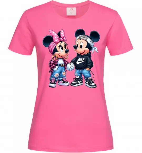 Женская футболка Mickie and Minnie Mouse Ярко-розовый фото