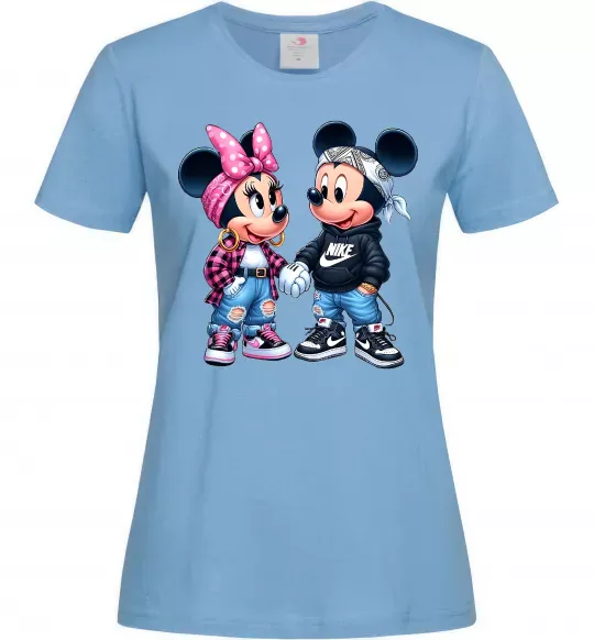 Женская футболка Mickie and Minnie Mouse Голубой фото