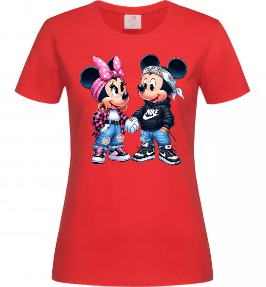 Женская футболка Mickie and Minnie Mouse Красный фото