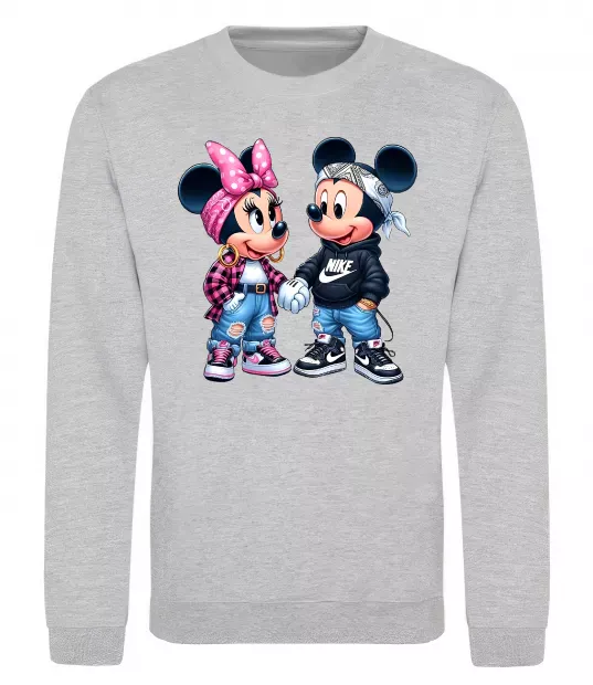Свитшот Mickie and Minnie Mouse Серый меланж фото