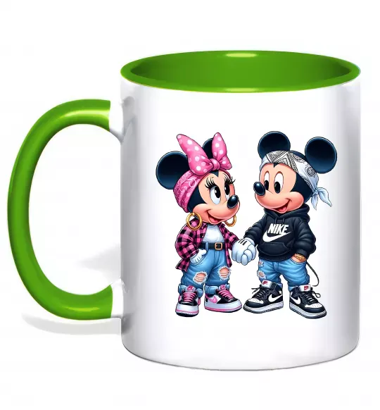 Чашка з кольоровою ручкою Mickie and Minnie Mouse Зелений фото