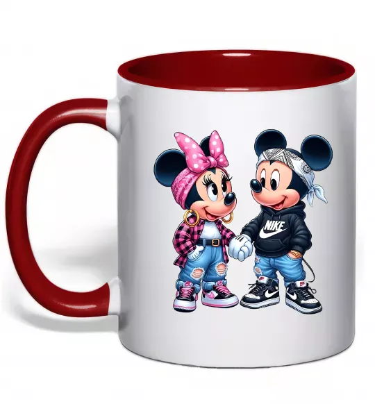 Чашка з кольоровою ручкою Mickie and Minnie Mouse Червоний фото