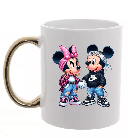 Чашка з кольоровою ручкою Mickie and Minnie Mouse Золото фото