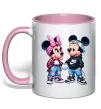 Чашка з кольоровою ручкою Mickie and Minnie Mouse Ніжно рожевий фото
