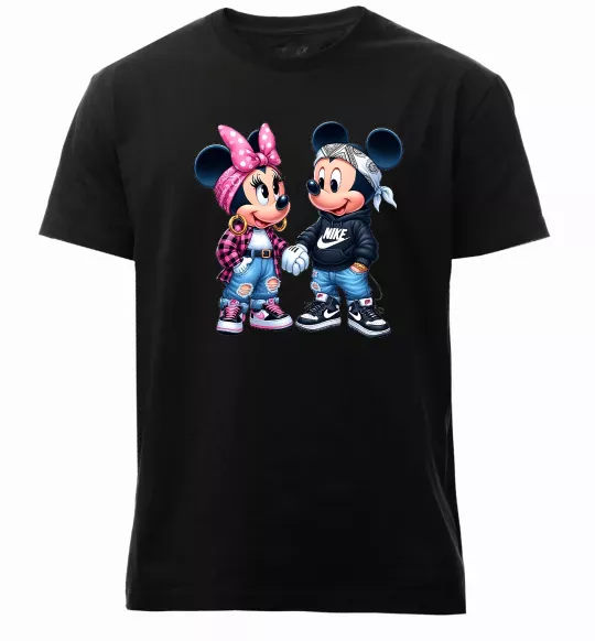 Мужская премиум футболка Mickie and Minnie Mouse Черный фото