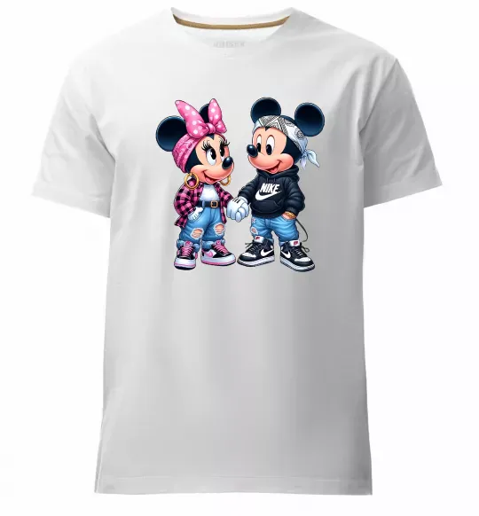 Мужская премиум футболка Mickie and Minnie Mouse Белый фото