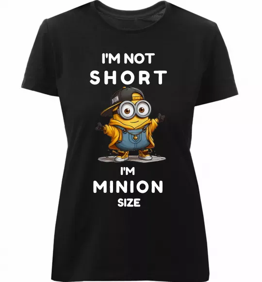 Жіноча преміум футболка Minion size Чорний фото