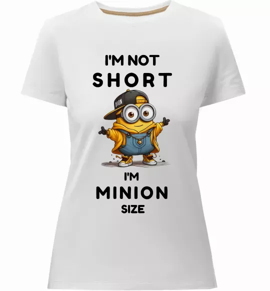 Жіноча преміум футболка Minion size Білий фото