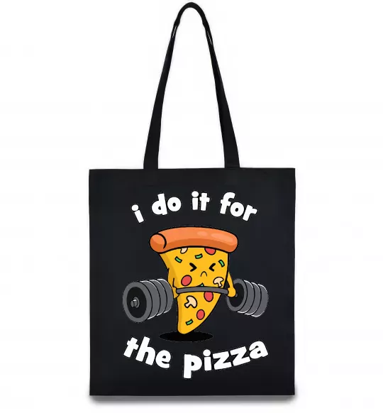 Еко-сумка I do it for pizza Чорний фото