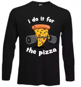Лонгслів I do it for pizza Чорний фото