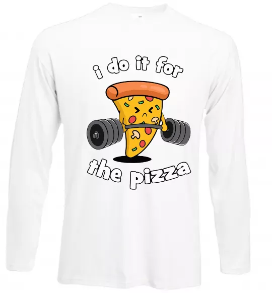 Лонгслів I do it for pizza Білий фото