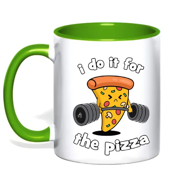 Чашка с цветной ручкой I do it for pizza Лаймовый фото