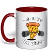 Чашка з кольоровою ручкою I do it for pizza Червоний фото