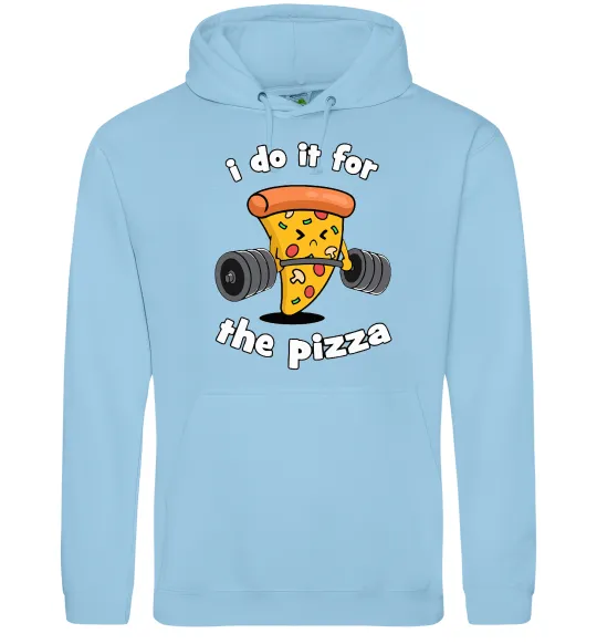 Мужская толстовка (худи) I do it for pizza Голубой фото