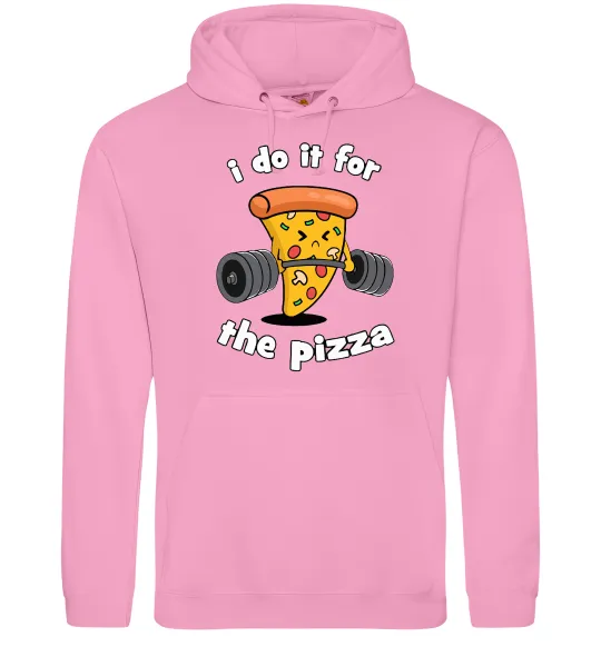 Женская толстовка (худи) I do it for pizza Розовый фото