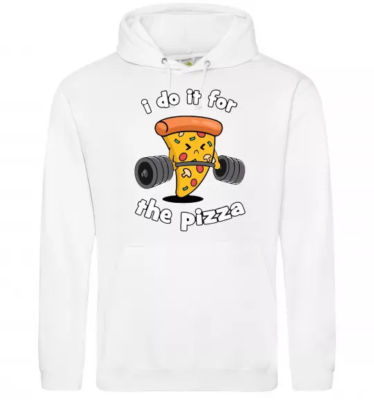 Женская толстовка (худи) I do it for pizza Белый фото