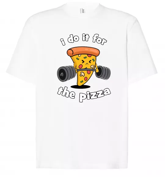 Футболка Оверсайз I do it for pizza Білий фото
