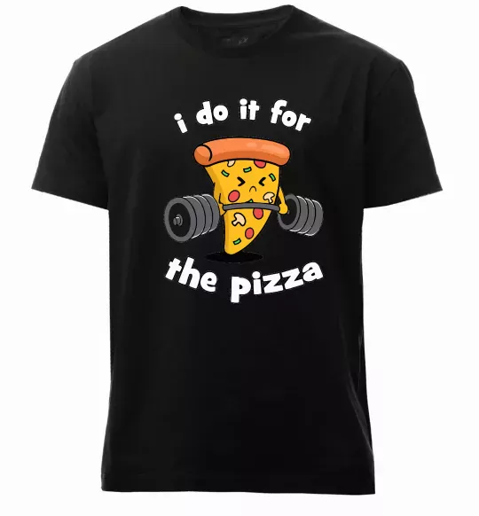 Мужская премиум футболка I do it for pizza Черный фото