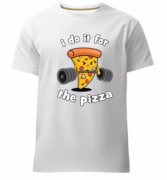 Мужская премиум футболка I do it for pizza Белый фото