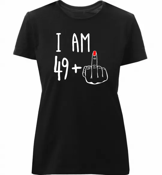 Жіноча преміум футболка I am 49+1 Чорний фото
