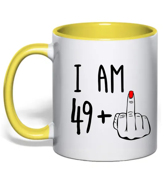 Чашка с цветной ручкой I am 49+1 Лимонный фото