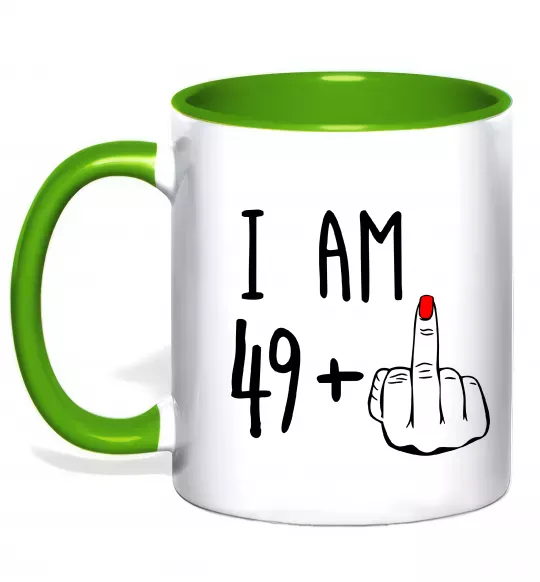 Чашка с цветной ручкой I am 49+1 Зеленый фото