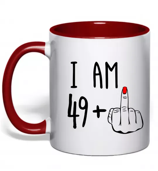 Чашка с цветной ручкой I am 49+1 Красный фото