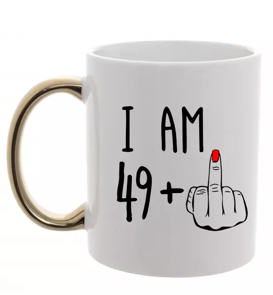 Чашка с цветной ручкой I am 49+1 Золото фото