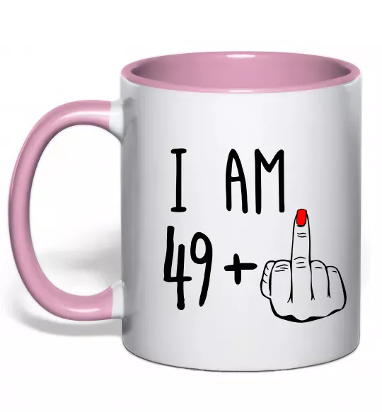 Чашка с цветной ручкой I am 49+1 Нежно розовый фото